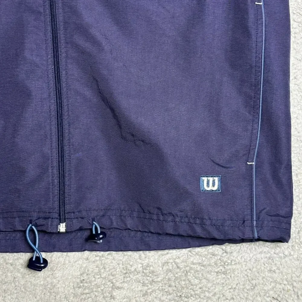Wilson Men's Large Blue Vest Full Zip Hooded Tennis Golf Outdoor Activewear EUC